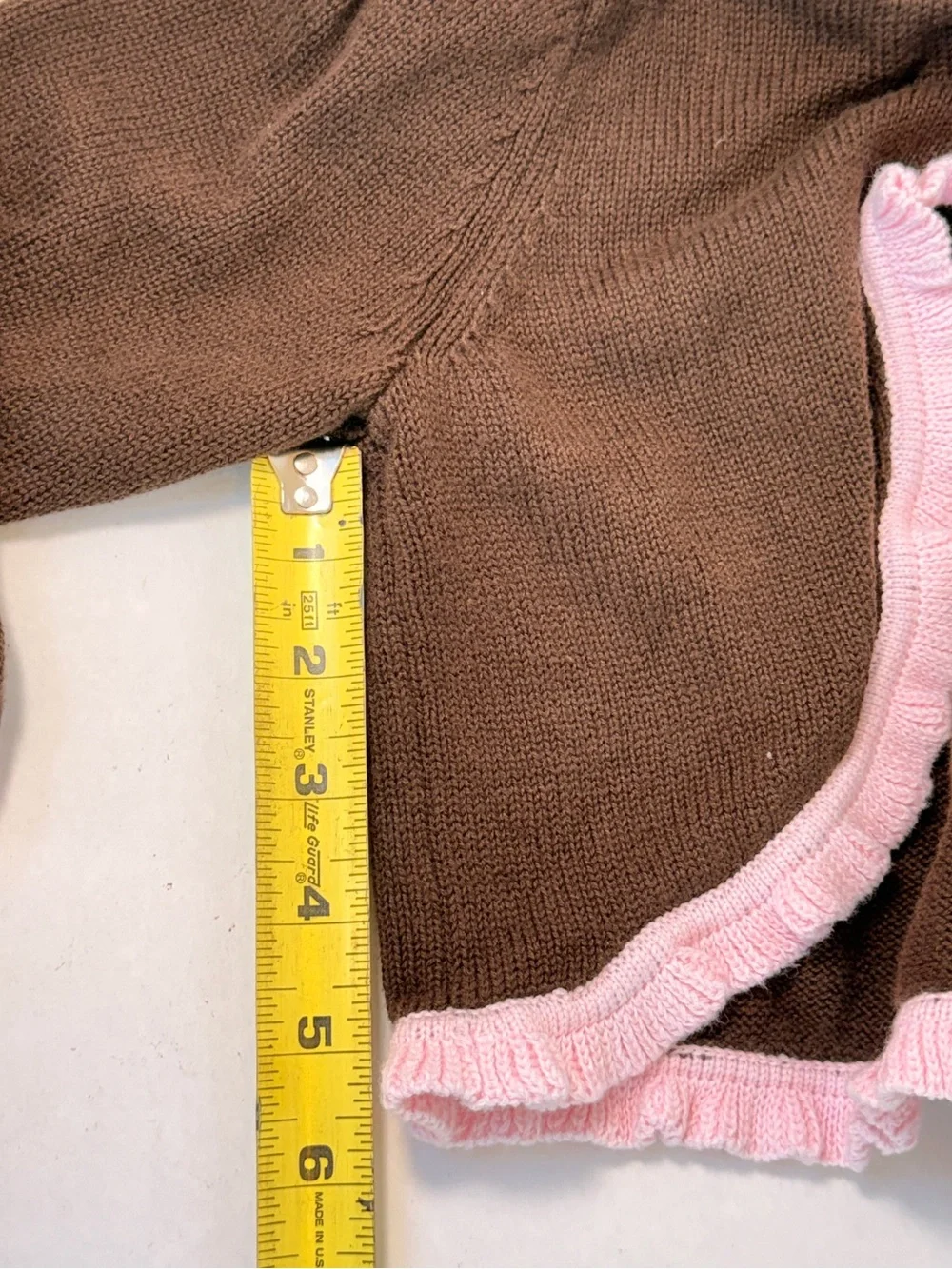 Gymboree Sweeter Than Chocolate Girls 2T Brown & Pink Ruffle Trim Hooded Sweater